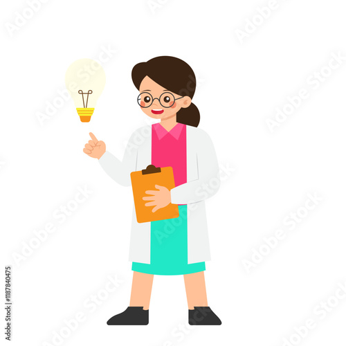 Physic Student 2 Girl with Light Bulb Idea