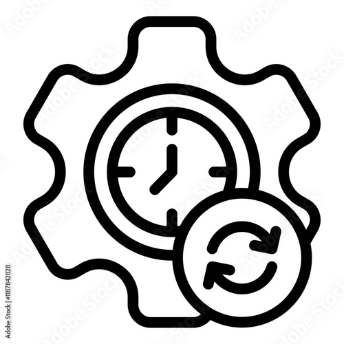 Time management gear outline icon symbolizing flexibility and adaptability