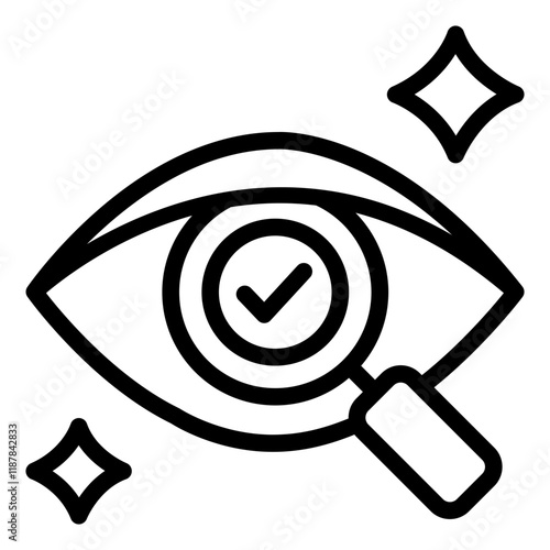 Vision outline icon with magnifying glass symbolizing clarity and strategic focus