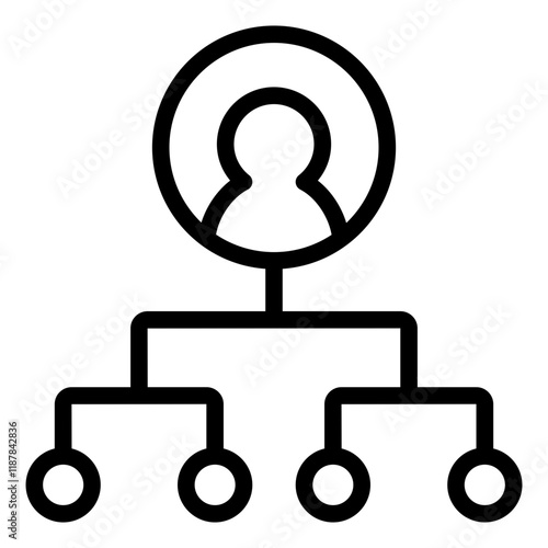 Organization hierarchy outline icon symbolizing leadership and team guidance