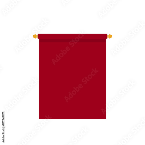 Red pennant flags mockup, blank hanging banners with rounded, concave, pointed and double edges. Medieval heraldic ensign templates.