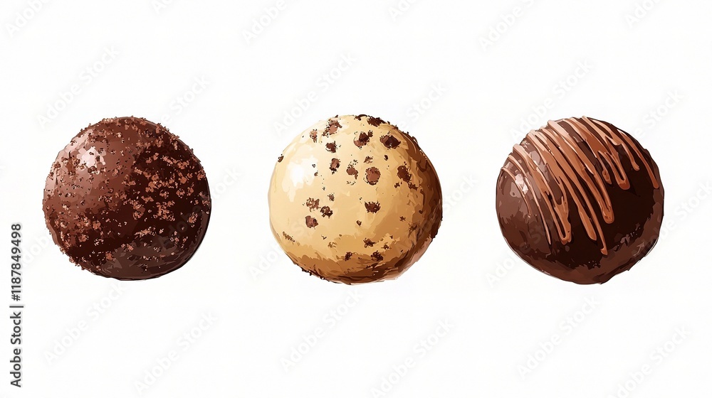 Rich Chocolate Truffles Isolated on White Background for Delights Rich Chocolate Truffles Isolated on White Background for Delights