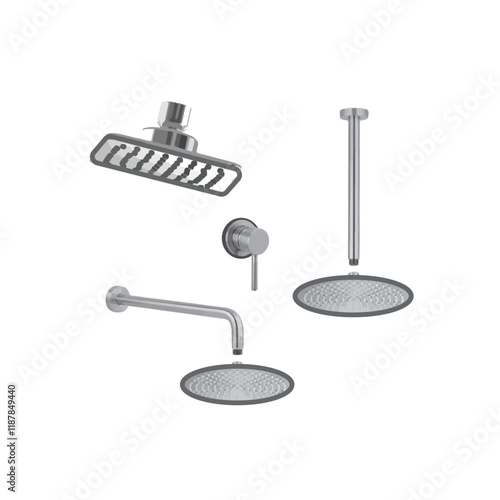 Isolated Bathroom fittings including wall mount shower