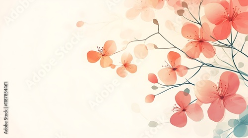 Wallpaper Mural Delicate Watercolor Peach Blossoms Branching Out Torontodigital.ca