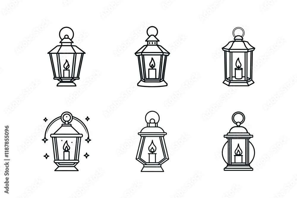 candlelit lantern illustration line art vector candlelit lantern illustration line art vector