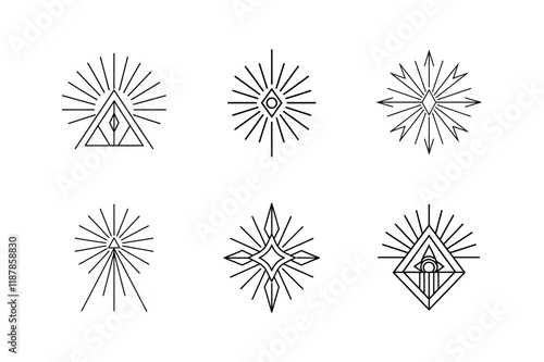 spiritual light rays design line art vector illustration