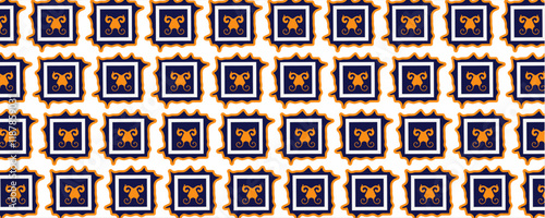 Abstract blue ceramic seamless pattern background