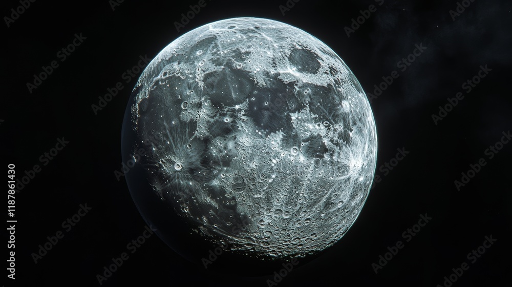 Fototapeta premium a black and white moon on a space 