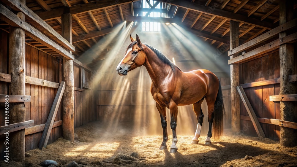 Majestic Horse in Barn, Rural Farm Animal Photography Majestic Horse in Barn, Rural Farm Animal Photography