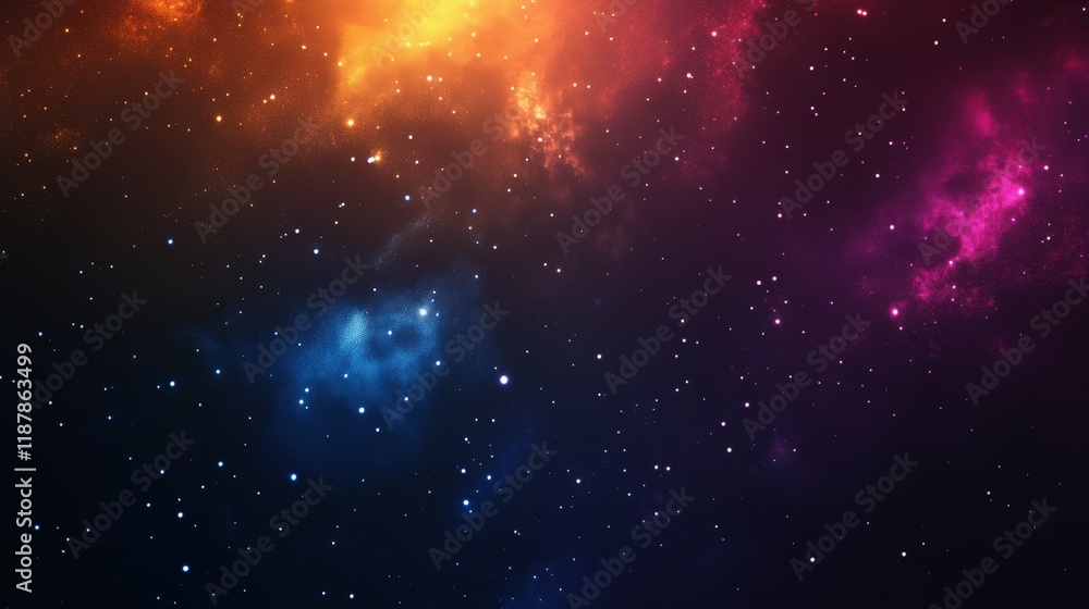 Fototapeta premium Vibrant cosmic nebula with colorful stars and galactic clouds