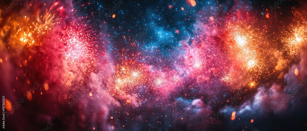 Fototapeta premium Colorful cosmic scene with stars and nebulae.