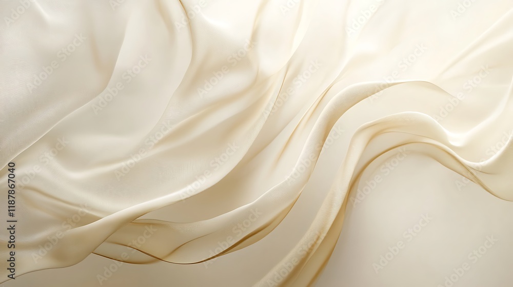 Obraz premium Elegant Draped Cream Colored Silk Fabric Texture