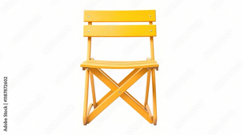 Yellow Wooden Folding Chair Isolated on White Background Yellow Wooden Folding Chair Isolated on White Background