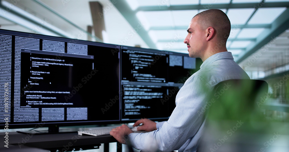 Fototapeta premium Web Developer Coding On Computer