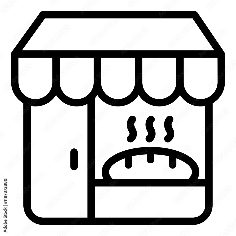 Bakery shop outline icon for baking pastries and delicious breads Bakery shop outline icon for baking pastries and delicious breads