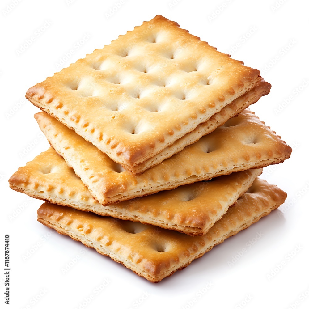 Delicious square crackers isolated on white background Delicious square crackers isolated on white background