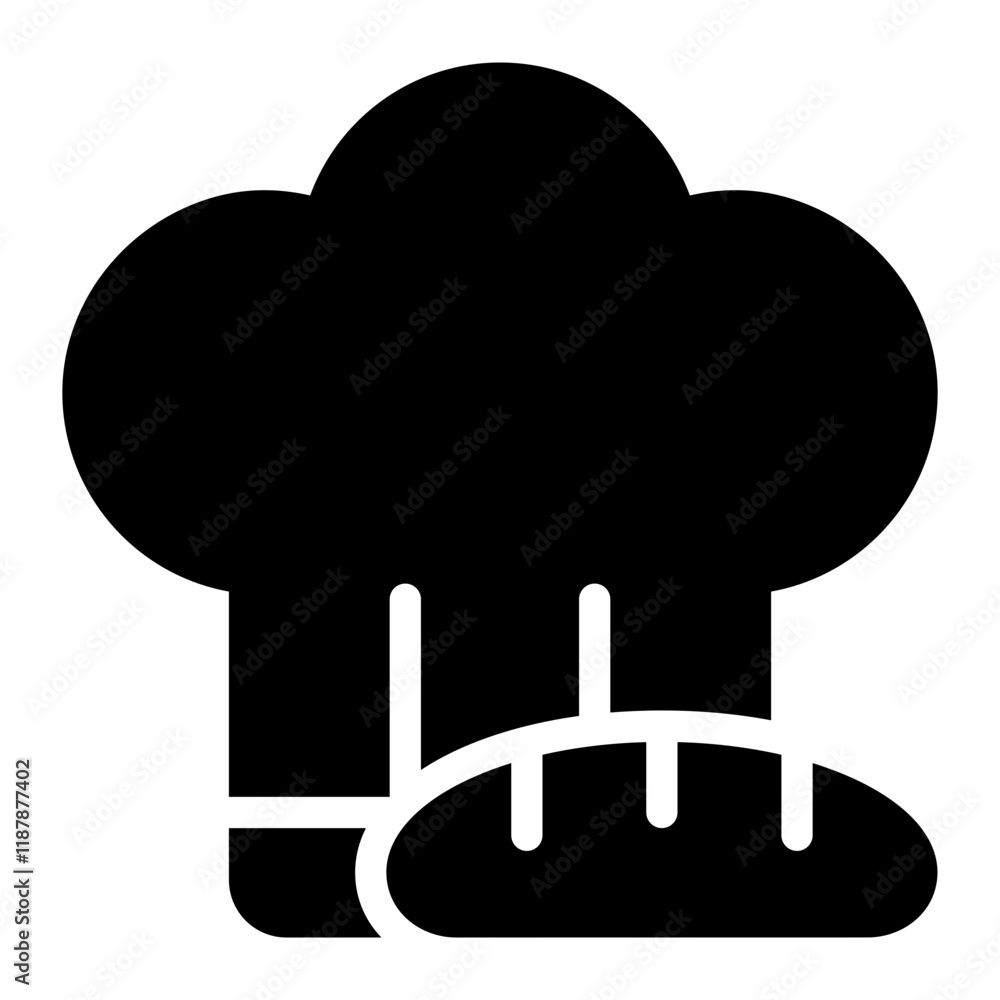 Chef hat glyph icon representing baking and culinary expertise Chef hat glyph icon representing baking and culinary expertise