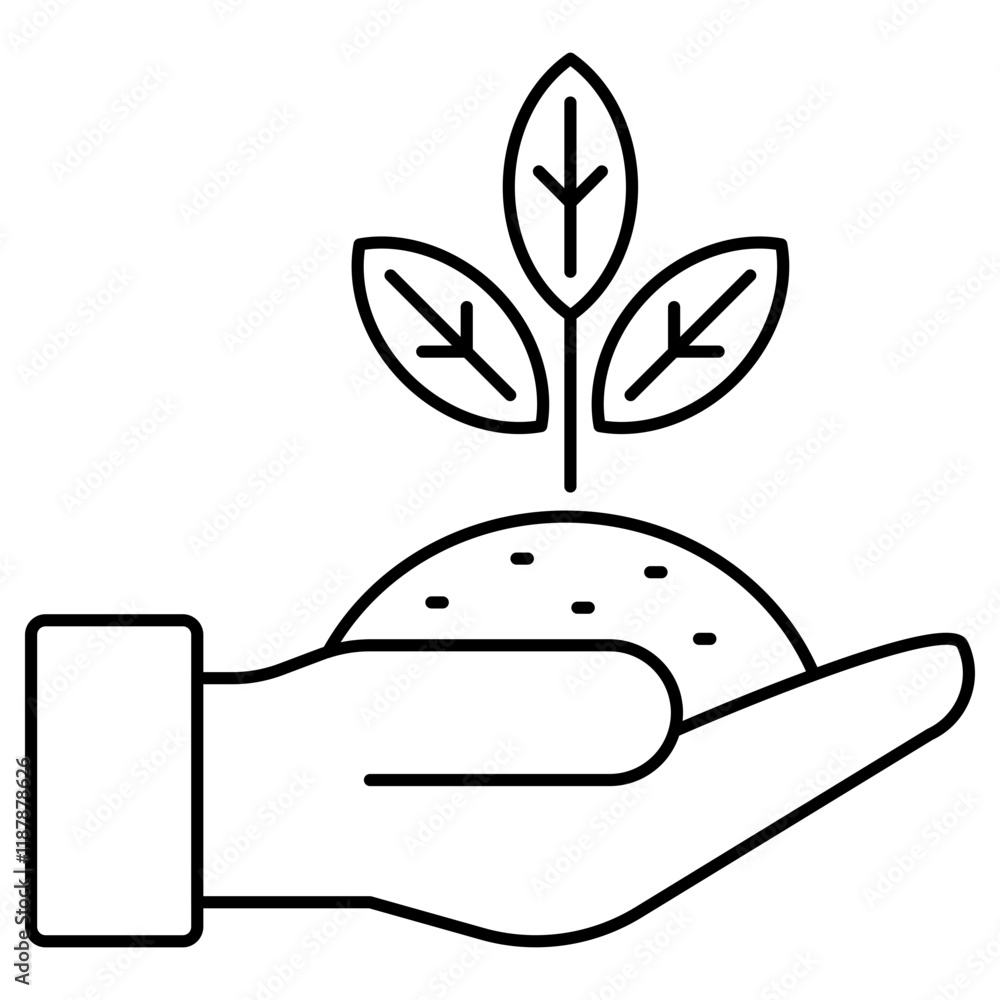 Hand holding plant vector illustration with simple line style suitable for save plant icon Hand holding plant vector illustration with simple line style suitable for save plant icon