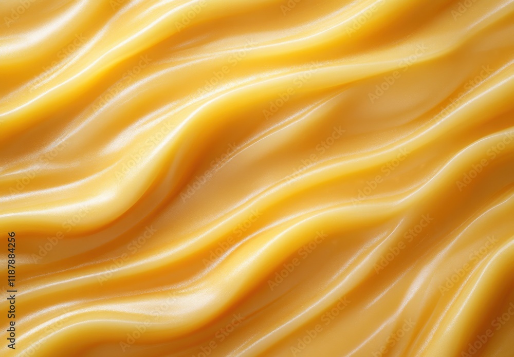 Fototapeta premium Smooth and Creamy Texture of Melted Cheese Spread Across a Soft Surface with Gentle Waves and Rich Golden Color Creating an Appetizing Visual Appeal