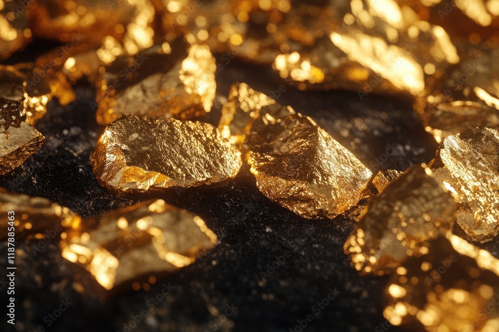 gold nuggets on a black background. closeup. gold nugget gold nuggets on a black background. closeup. gold nugget