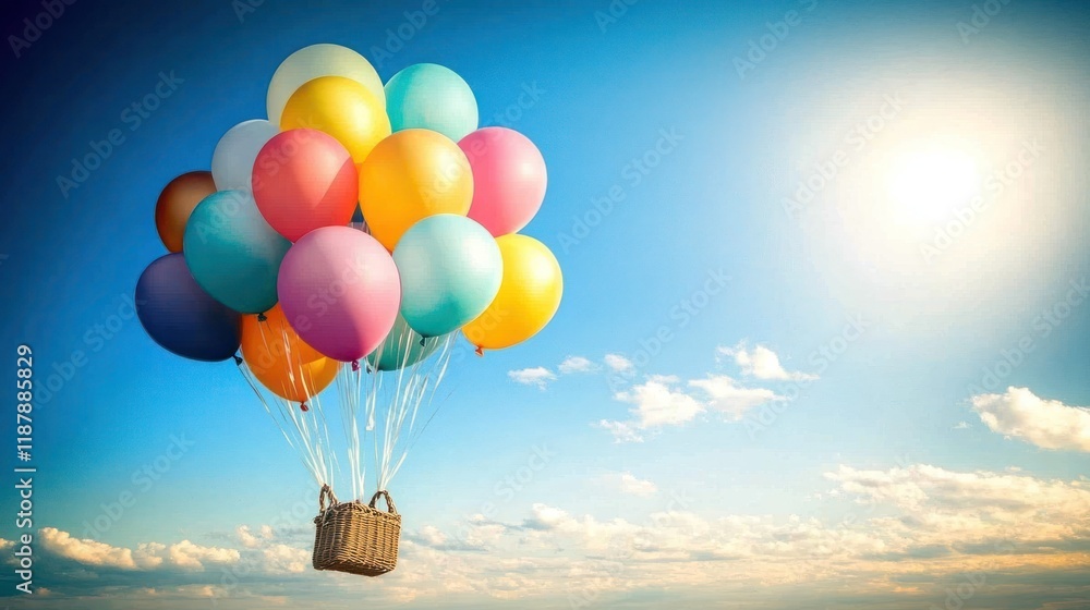 Fototapeta premium Colorful Balloon Hot Air Balloon Ride in a Sunny Sky
