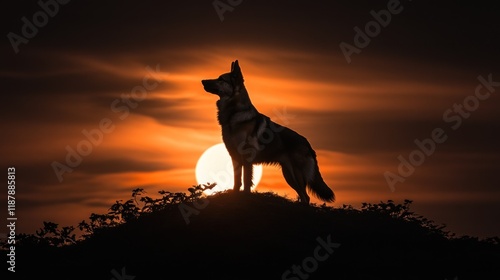 Majestic Silhouette: German Shepherd at Sunset