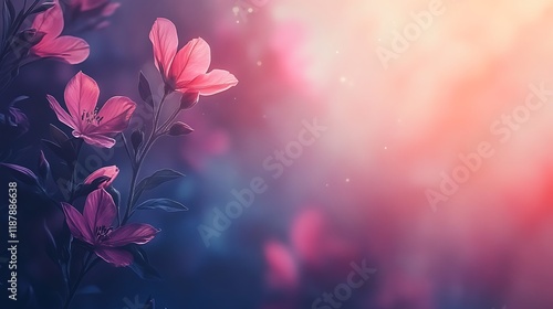 Delicate Pink Flowers Bloom in Soft Light