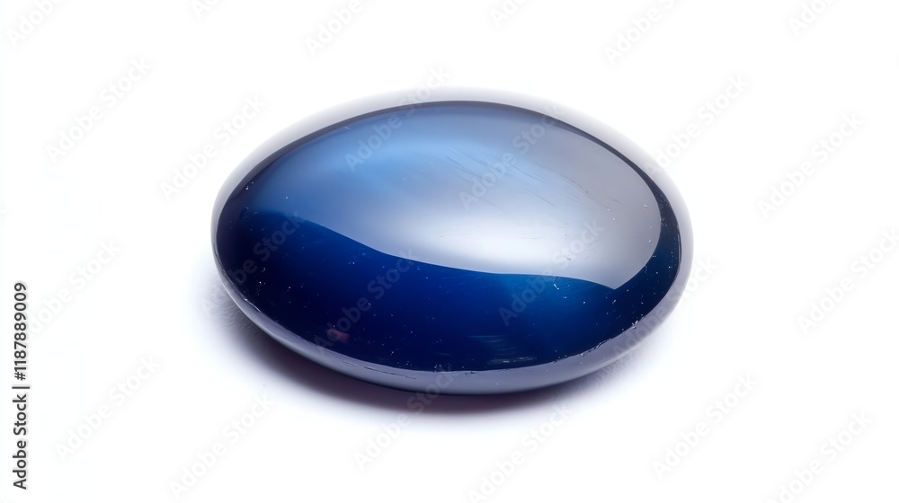 Blue glossy stone with smooth surface, isolated on white background Blue glossy stone with smooth surface, isolated on white background