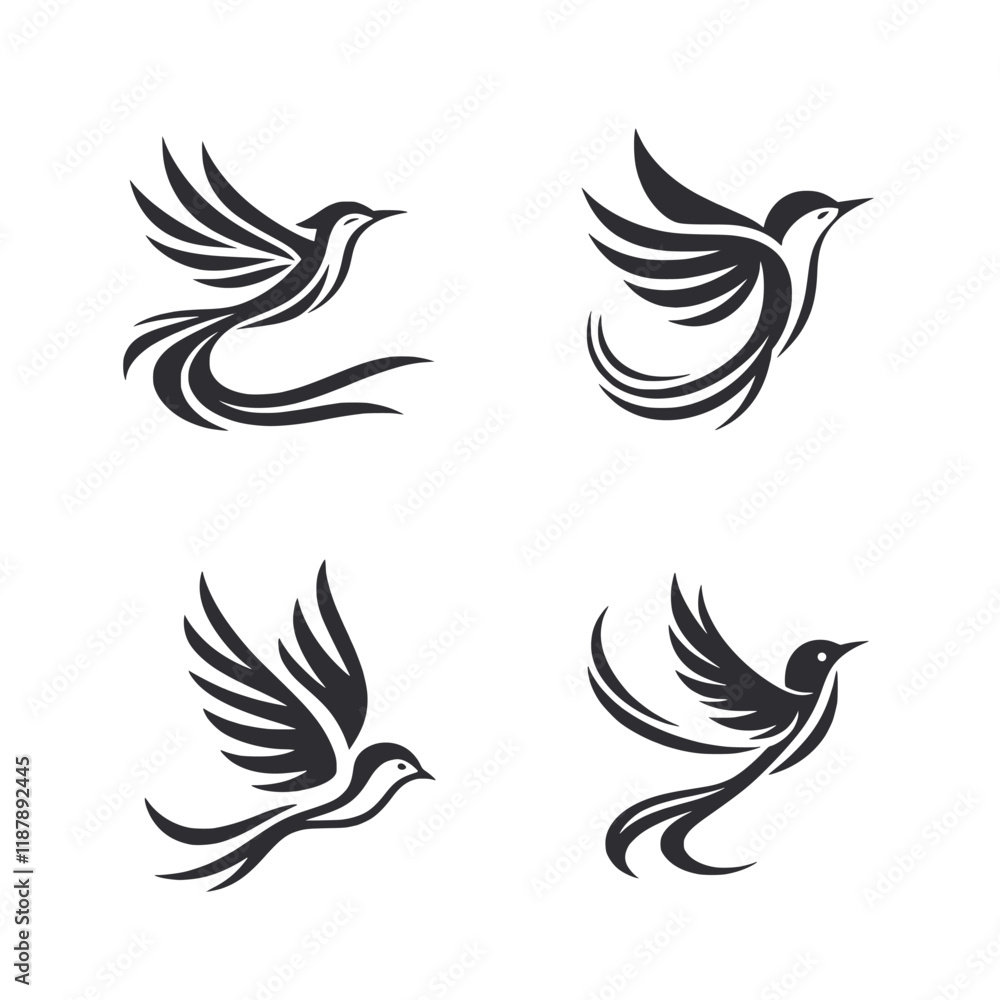 Obraz premium Four birds flying in the sky