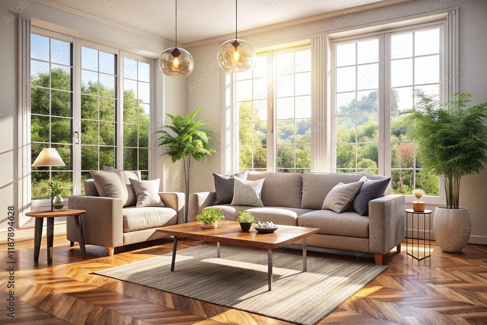 Modern Living Room Interior Design: Comfortable Sofa & Natural Light Modern Living Room Interior Design: Comfortable Sofa & Natural Light