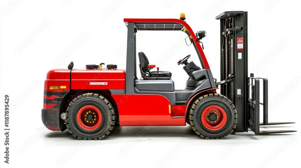 Fototapeta premium Red forklift isolated on white background