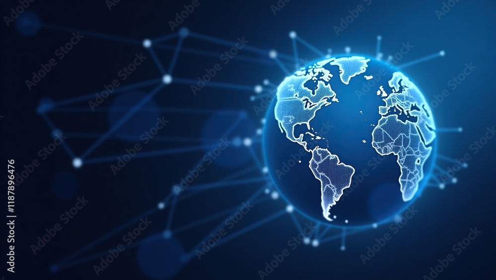 Fototapeta premium Global Network Digital World Connection Visualization