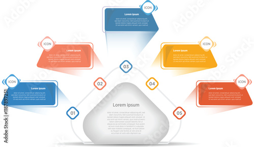 Modern Vector infographic label design with circle infographic template design and 4-5options or steps. Can be used for process diagram, presentations, workflow layout, banner, flow chart, info graph.