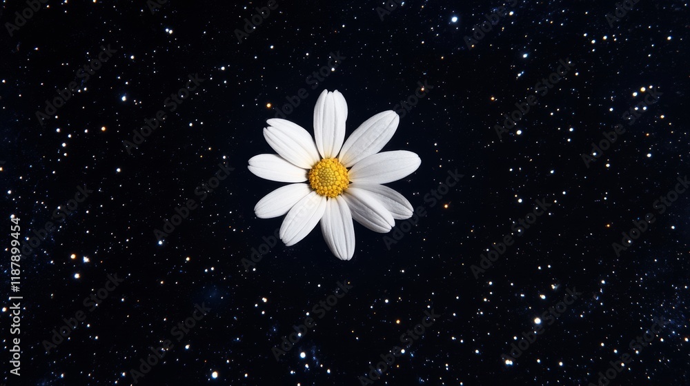 A daisy on a black background A daisy on a black background