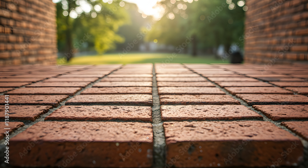 Fototapeta premium The surface of a vintage red brick wall, providing a distinct texture and backdrop.