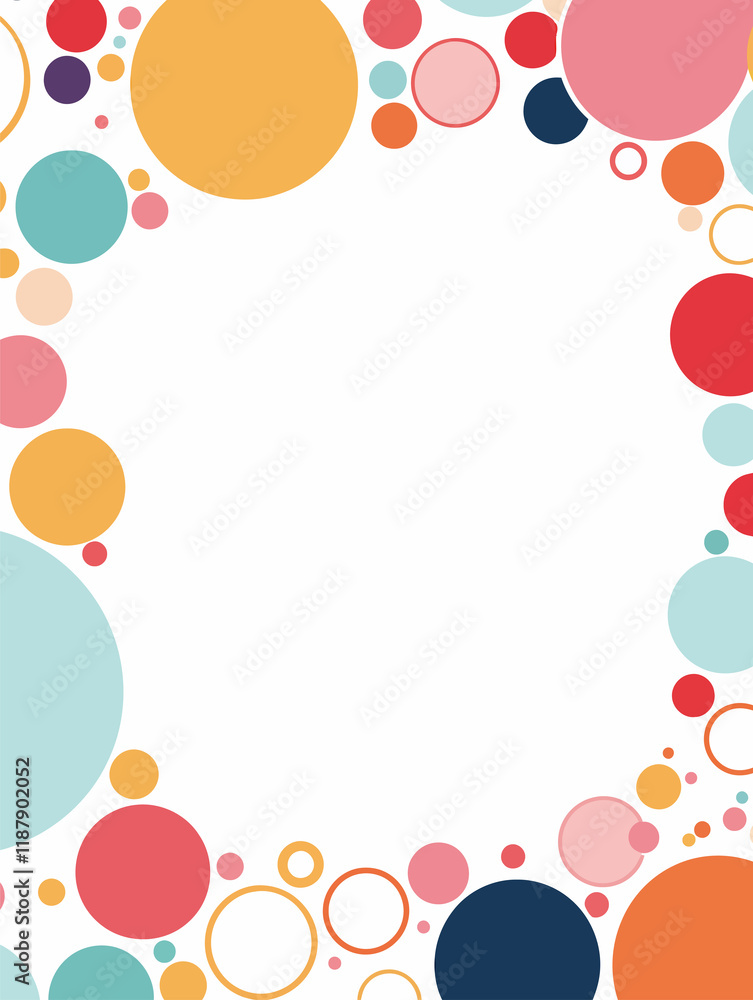 Colorful squiggle flowers frame pattern white background Colorful squiggle flowers frame pattern white background