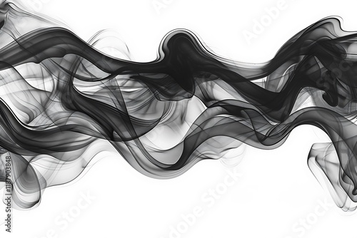 Black ink in water isolated on white background. Abstract smudges photo