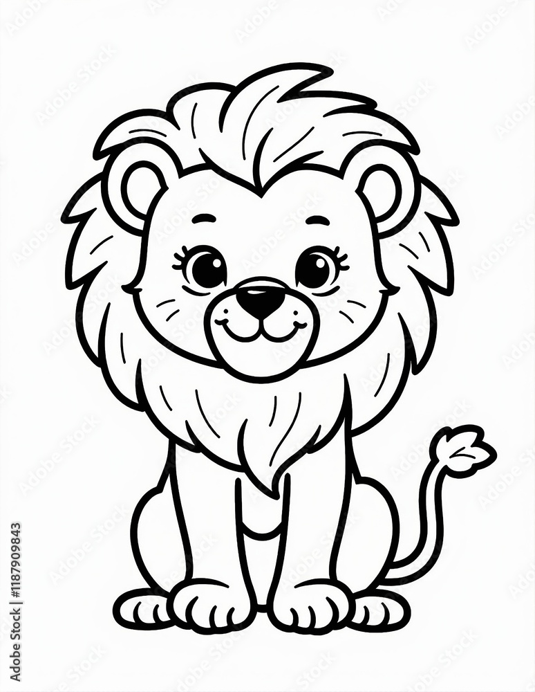 Simple Black and White Vector Illustration of a Cute Lion Cub for Coloring page
Simple Black and White Vector Illustration of a Cute Lion Cub for Coloring page