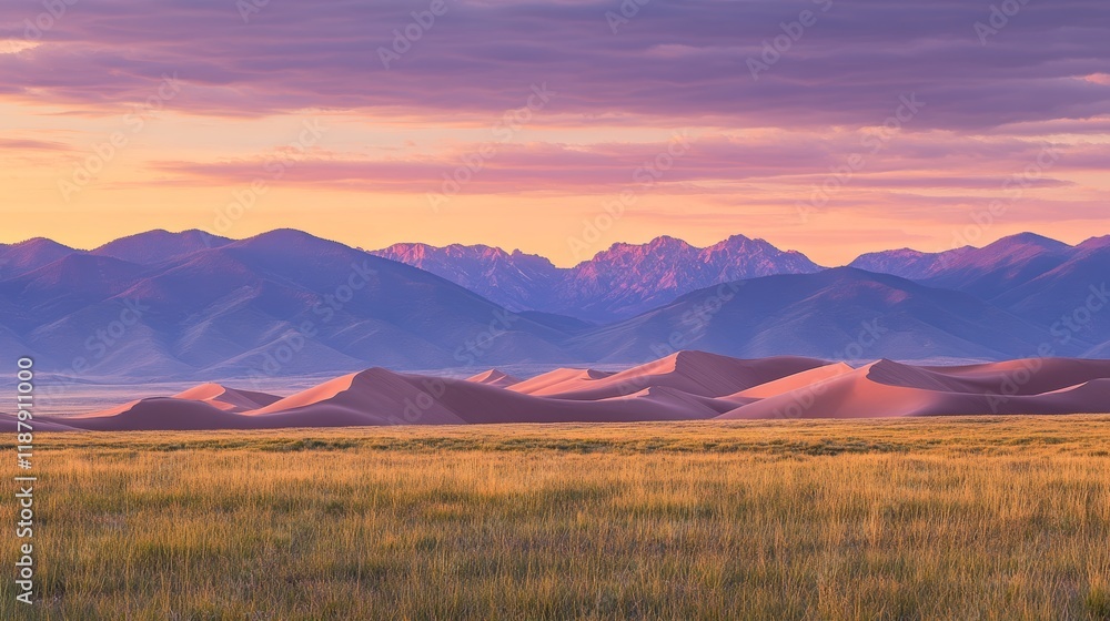 Ridges of Sand Dunes On The Horizon With Pastel Colors Fading Together At Sunset in New Mexico Park Ridges of Sand Dunes On The Horizon With Pastel Colors Fading Together At Sunset in New Mexico Park
