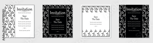 Set of abstract floral patterns. Vector seamless backgrounds. Perfect for invitations or announcements