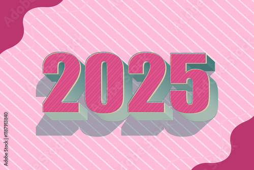 3d Rendering Illustration of a pink chalk 2025 design.