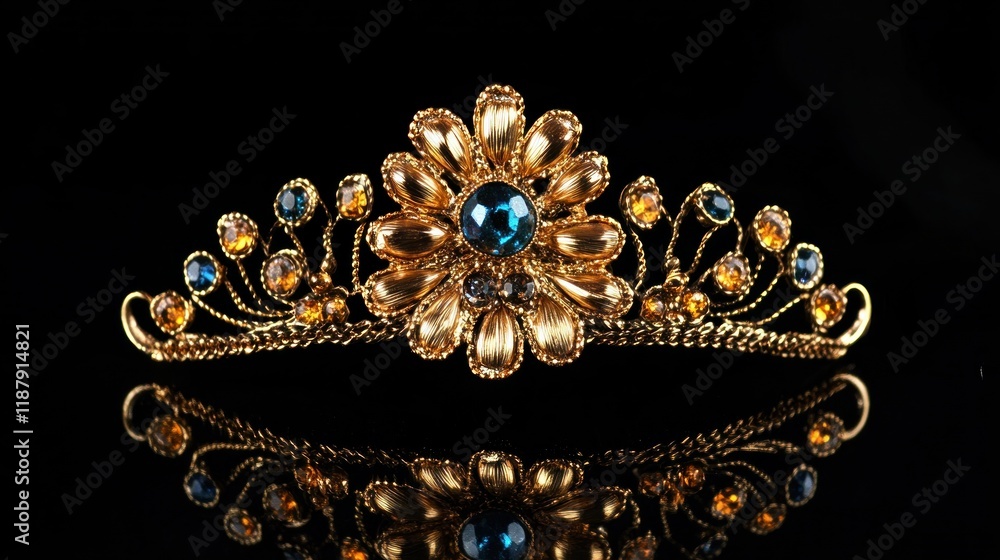 golden crown with pearls and diamonds isolated on black golden crown with pearls and diamonds isolated on black