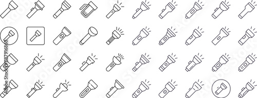 Camping Flashlight Modern Outline Style Icons for Design, Cards, Apps, Social Networks