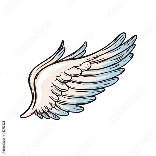 Angel Wings Cartoon Collection: Symmetrical Colorful Logos, Doodle Style Vector Illustrations for T-Shirts, Web, and Mobile App Designs Art & Illustration.