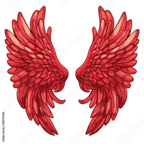 Angel Wings Cartoon Collection: Symmetrical Colorful Logos, Doodle Style Vector Illustrations for T-Shirts, Web, and Mobile App Designs Art & Illustration.