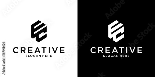 EC or CE initial letter logo design vector