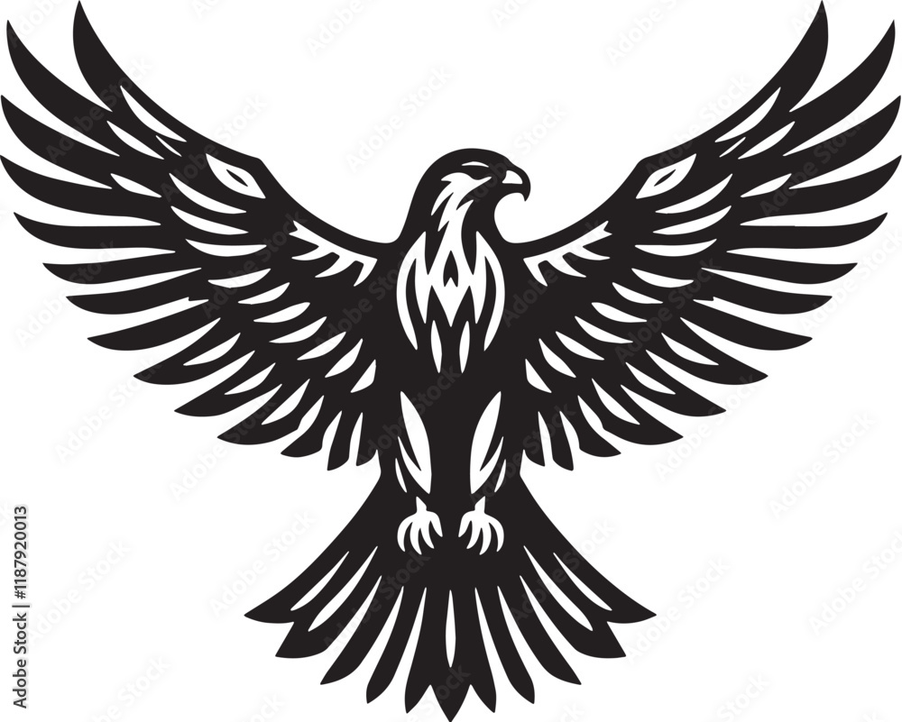 Falcon Silhouette line art vector illustration on white background Falcon Silhouette line art vector illustration on white background