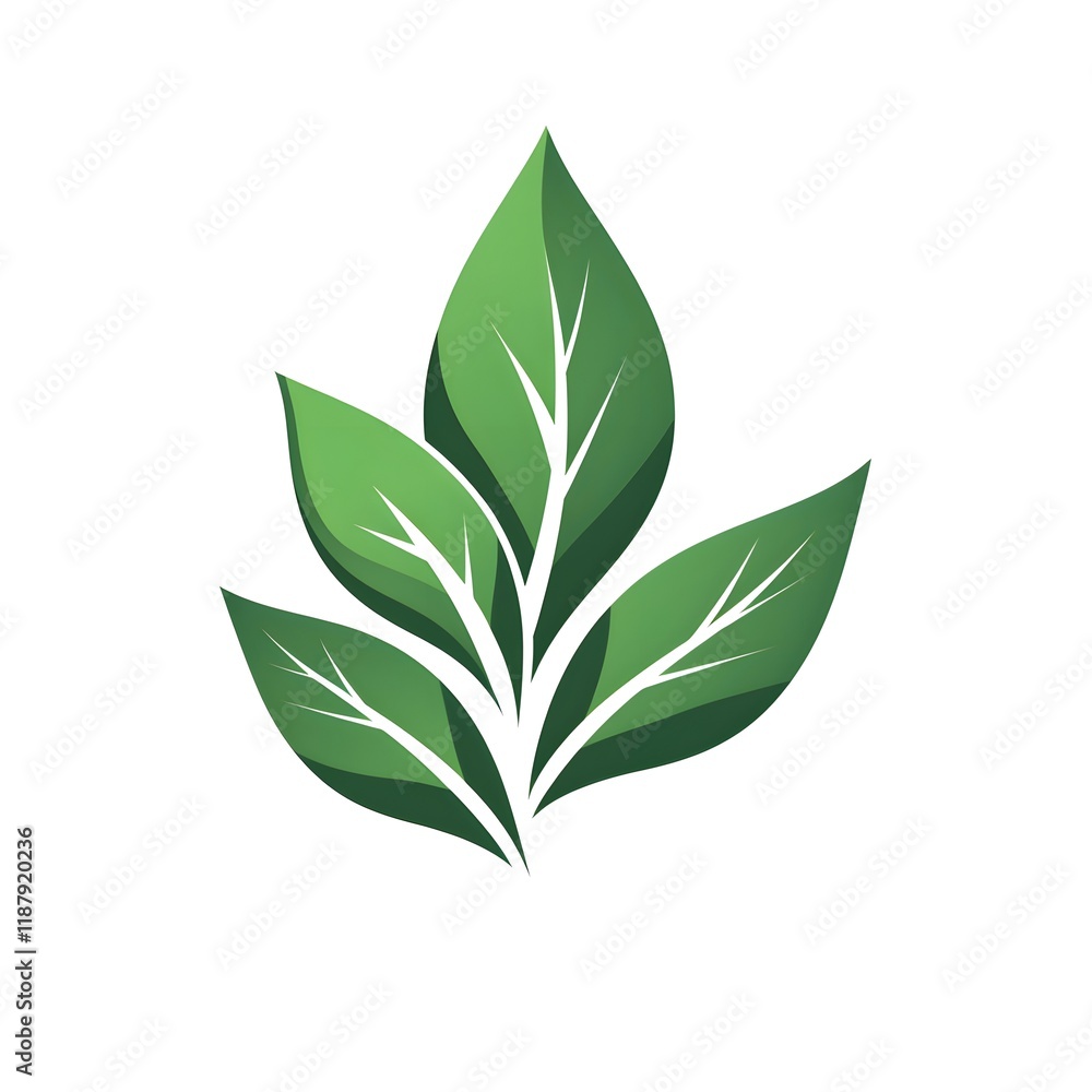 Minimalistic green leaf icon representing eco-friendly, organic, and sustainable concepts Minimalistic green leaf icon representing eco-friendly, organic, and sustainable concepts