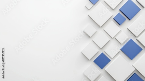 Abstract Geometric Background  Modern White   Blue Squares