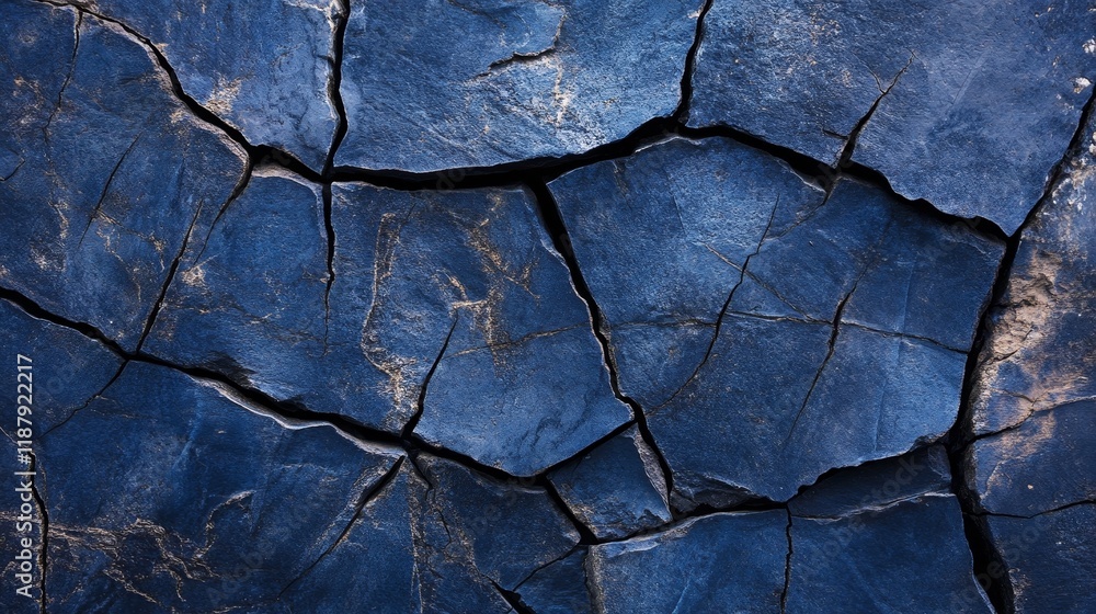 Cracked blue stone surface with natural textures and patterns Cracked blue stone surface with natural textures and patterns